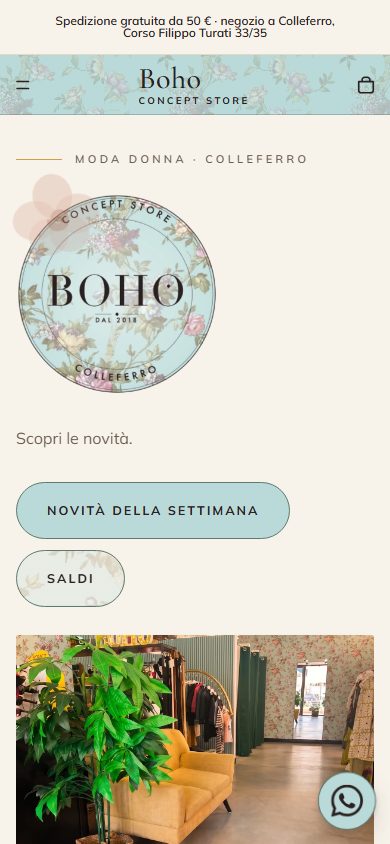 Home page del negozio online Boho Concept Store, moda donna a Colleferro