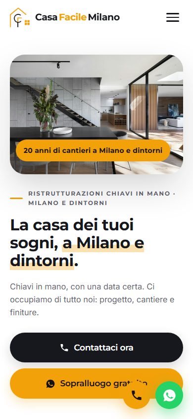 Home page del sito Casa Facile Milano, impresa di ristrutturazioni chiavi in mano