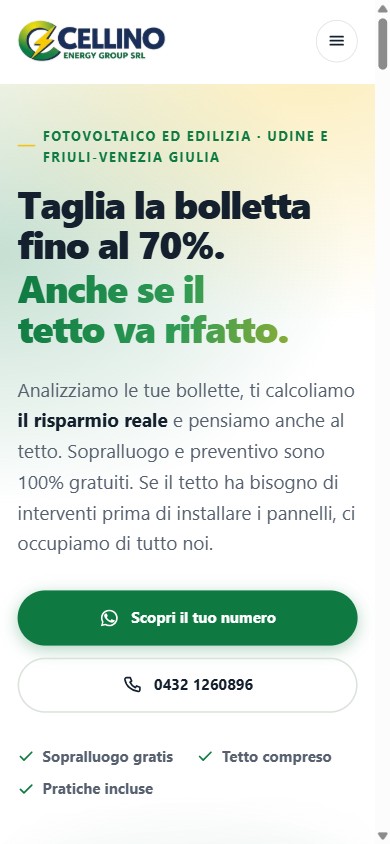 Home page del sito Cellino Energy Group, impianti fotovoltaici a Udine e in Friuli