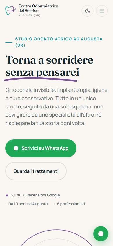 Home page del sito Centro Odontoiatrico del Sorriso, studio dentistico ad Augusta