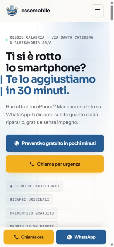 Home page del sito Esse Mobile, riparazione di smartphone a Reggio Calabria