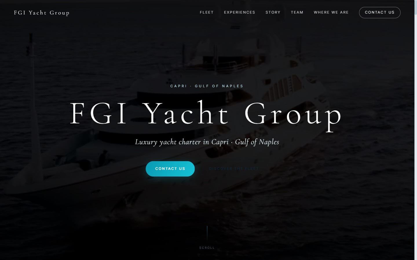Home page del sito FGI Yacht Group, charter di yacht di lusso a Capri