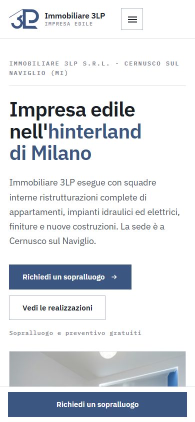 Home page del sito Immobiliare 3LP, impresa edile nell’hinterland di Milano