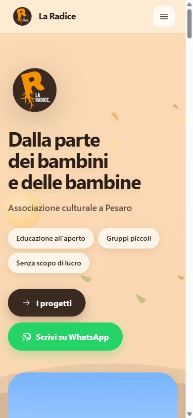 Home page del sito Associazione La Radice, associazione culturale per bambini a Pesaro