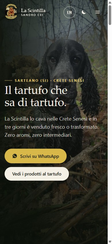 Home page del sito La Scintilla di Cei, tartufo fresco e prodotti al tartufo a Sarteano