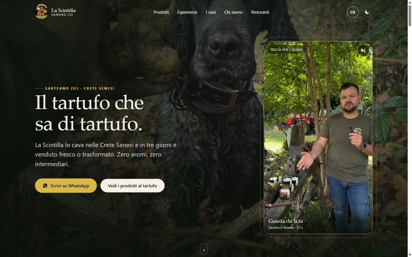 Home page del sito La Scintilla di Cei, tartufo fresco e prodotti al tartufo a Sarteano