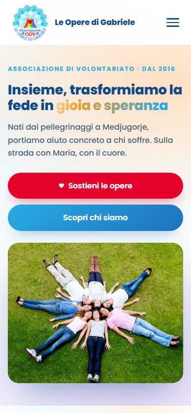Home page del sito Le Opere di Gabriele, associazione di volontariato ODV