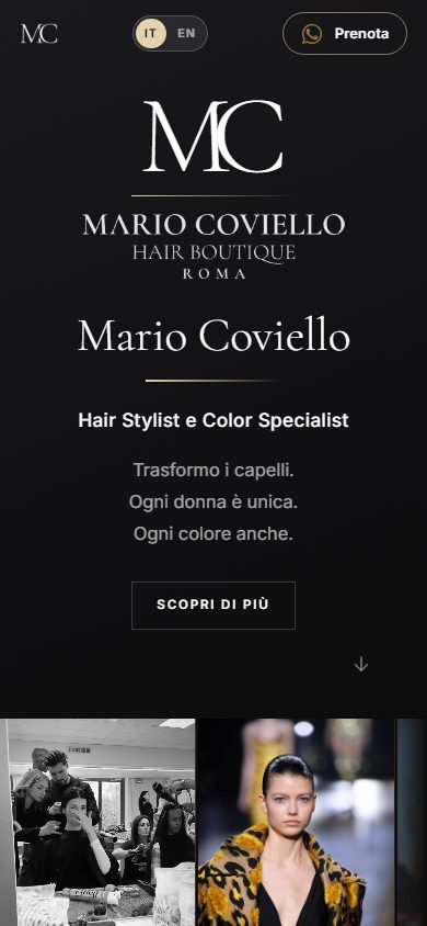 Home page del sito Mario Coviello Hair Boutique, parrucchiere a Roma