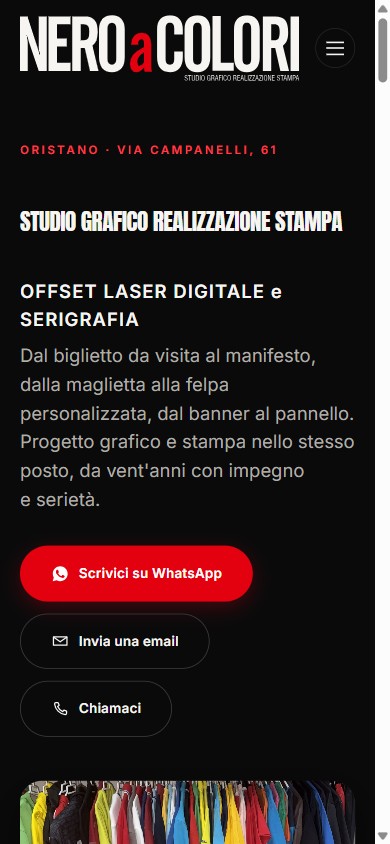 Home page del sito NERO a COLORI, studio grafico e stampa a Oristano