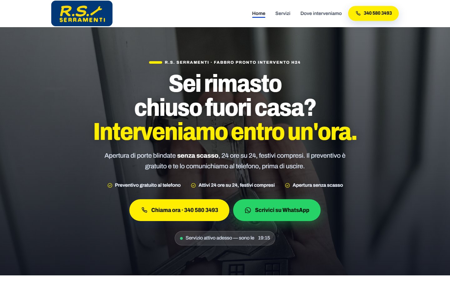 Home page del sito R.S. Serramenti, fabbro con pronto intervento 24 ore su 24