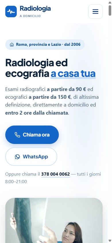 Home page del sito Radiologia a Casa, esami radiologici a domicilio a Roma