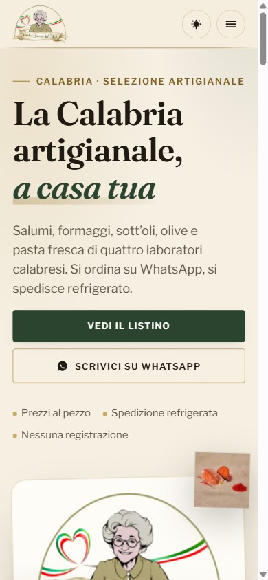 Home page del sito Vecchi Sapori del Sud, prodotti tipici calabresi venduti online